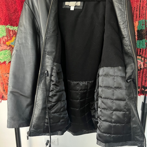 Perfect condition cinched waist black Leather coat 90s 2000s - Picture 5 of 6